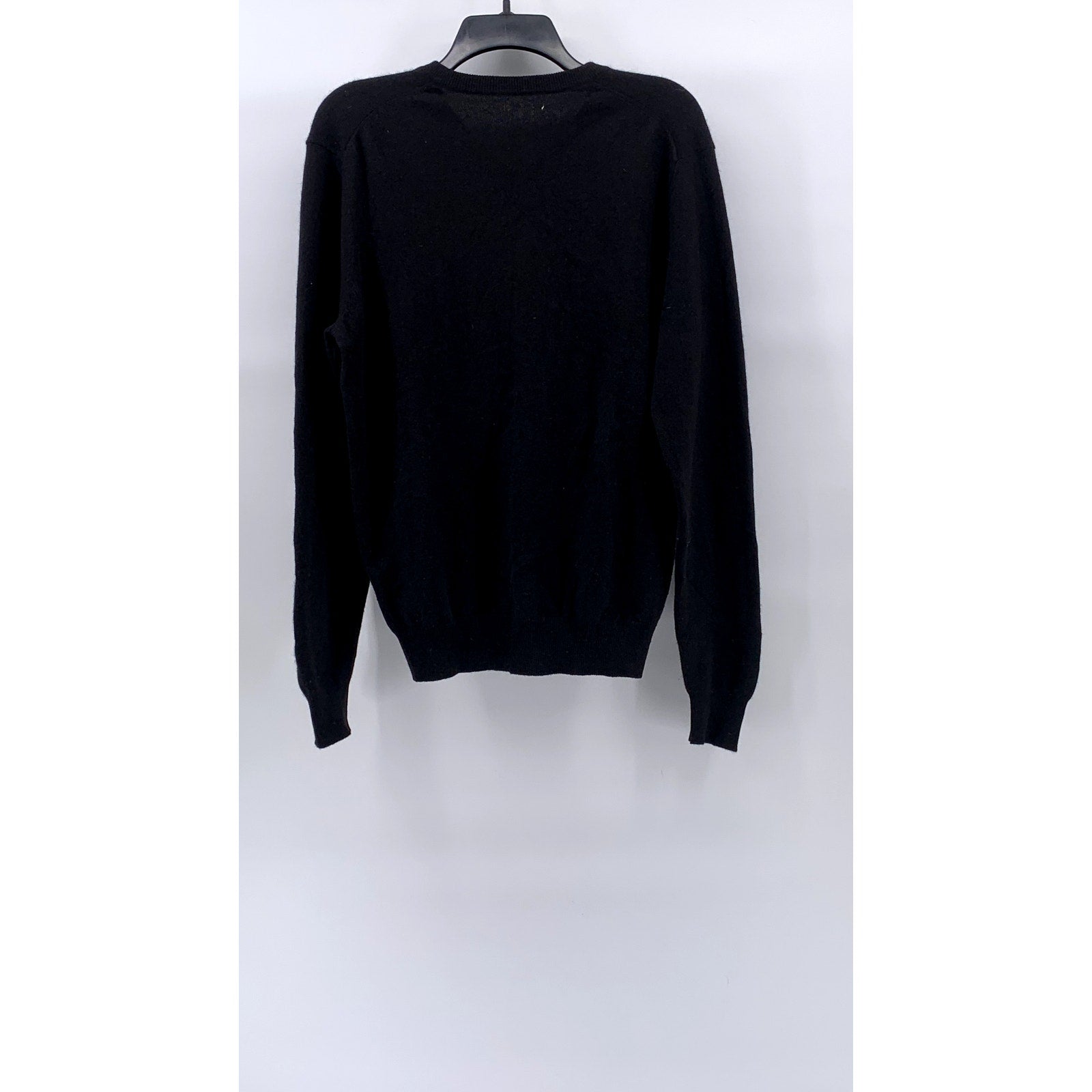 UNBRANDED Men’s Black Solid Cashmere V-Neck Long Sleeve Sweater SZ M