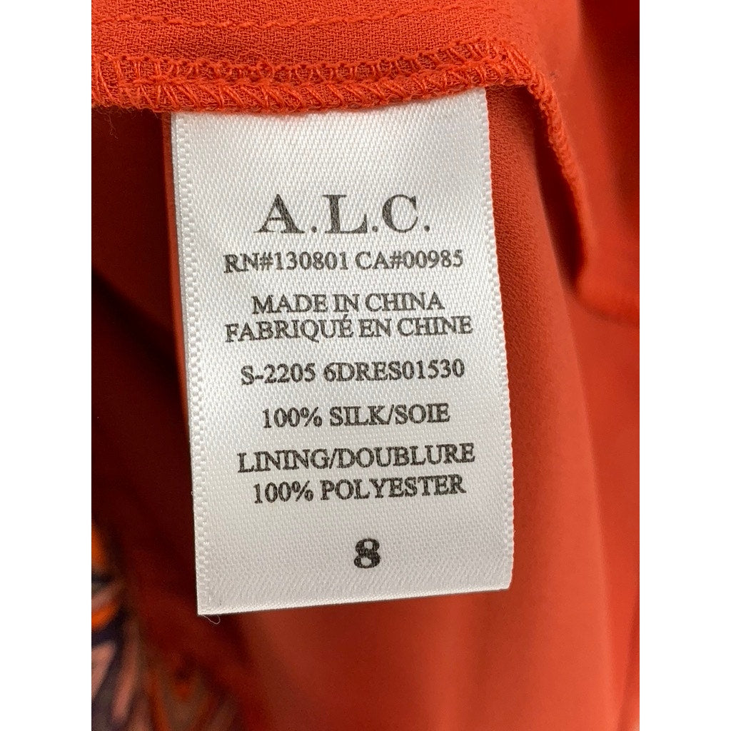 A.L.C Women's Orange Silk Bella Paisley Halter Mini Dress SZ 8