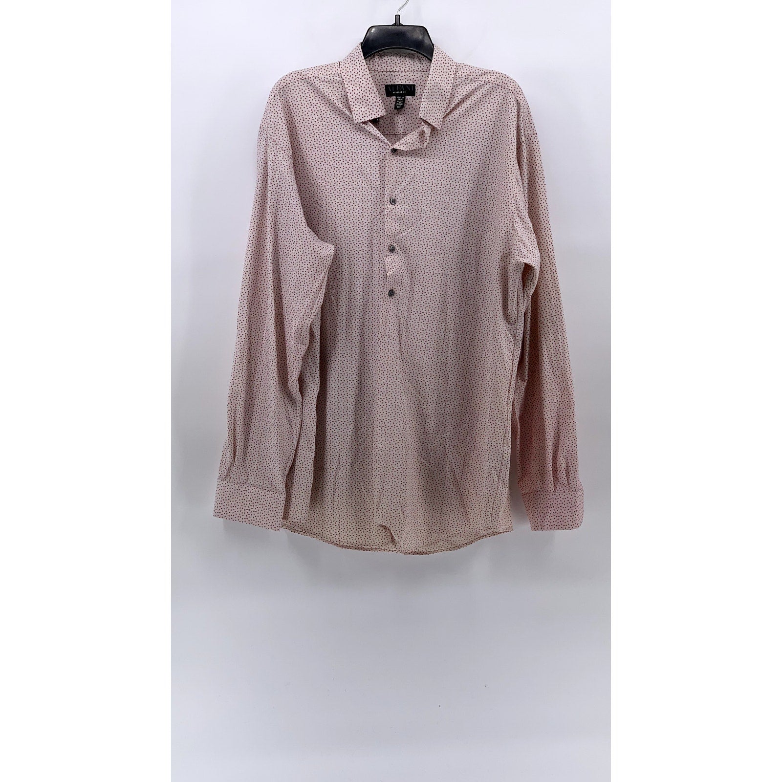 ALFANI Men's Pink Printed Regular-Fit Button-Up Long Sleeve Shirt SZ 17/17.5