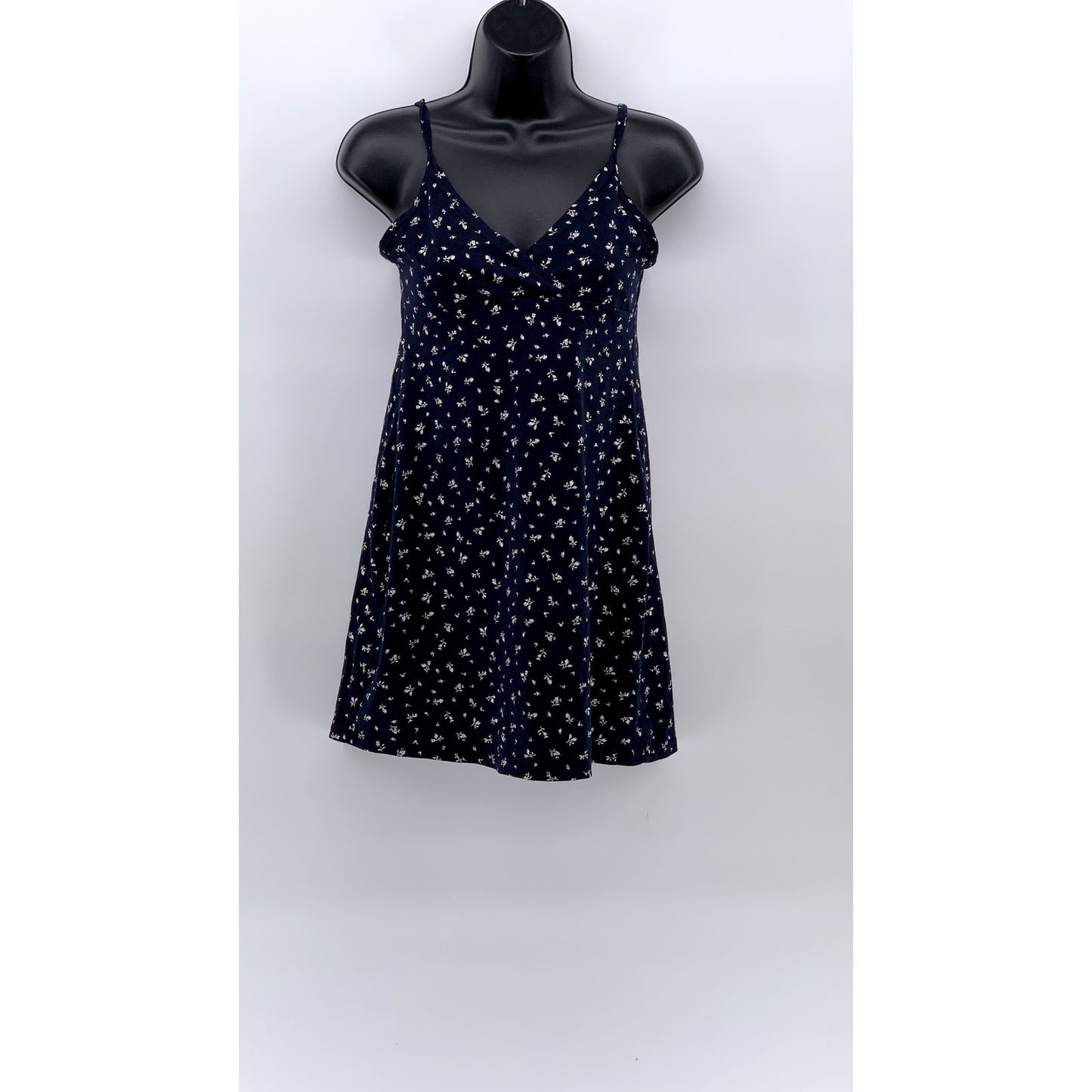 EHP DESIGN By OMISTUIDIO Women's Navy Floral V-Neck Spaghetti Strap Dress SZ M