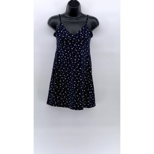 EHP DESIGN By OMISTUIDIO Women's Navy Floral V-Neck Spaghetti Strap Dress SZ M