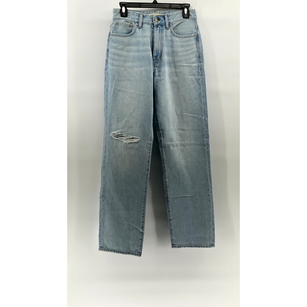 MADEWELL Women's Light Blue Denim Distressed 90's Straight Jeans SZ 26