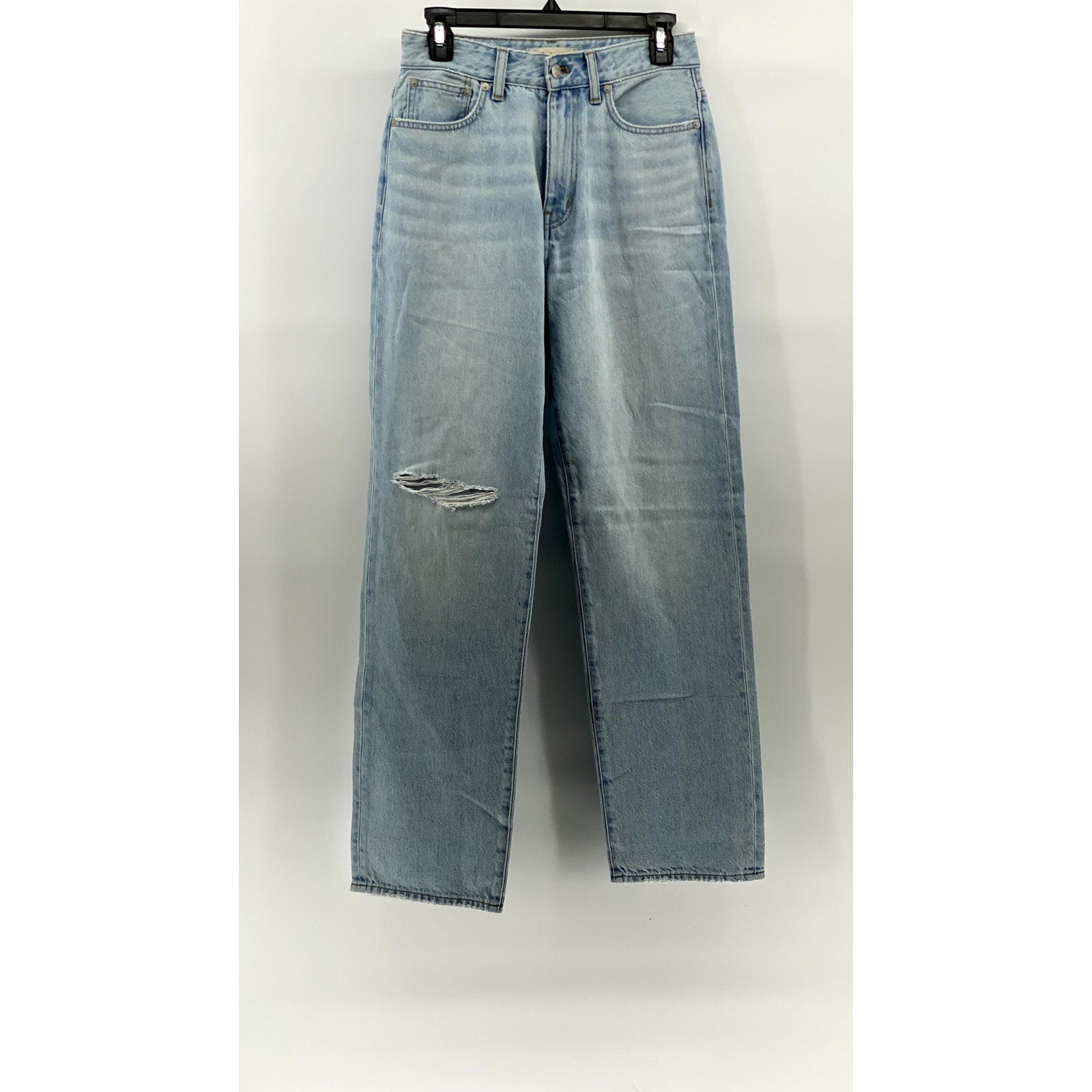 MADEWELL Women's Light Blue Denim Distressed 90's Straight Jeans SZ 26