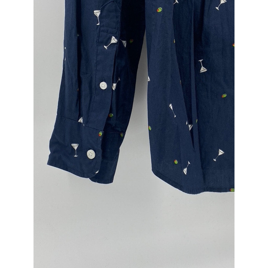 J.CREW Men's Navy Martini Classic-Fit Untucked Flex Washed Button-Up Shirt SZ S