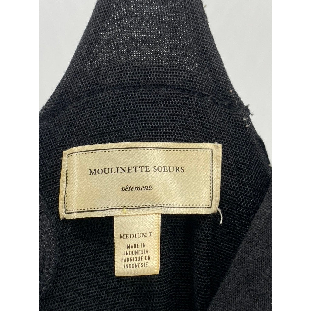 MOULINETTE SEOURS Women's Petite Black V-Neck Racerback Wide-Leg Jumpsuit SZ M/P