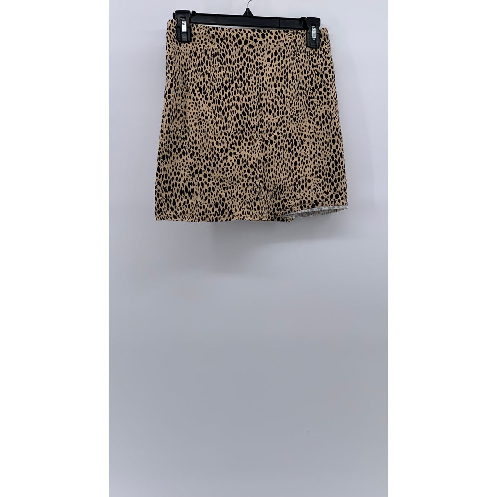 BRANDY MELVILLE Women's Brown Leopard Print Straight A-Line Mini Skirt SZ OS