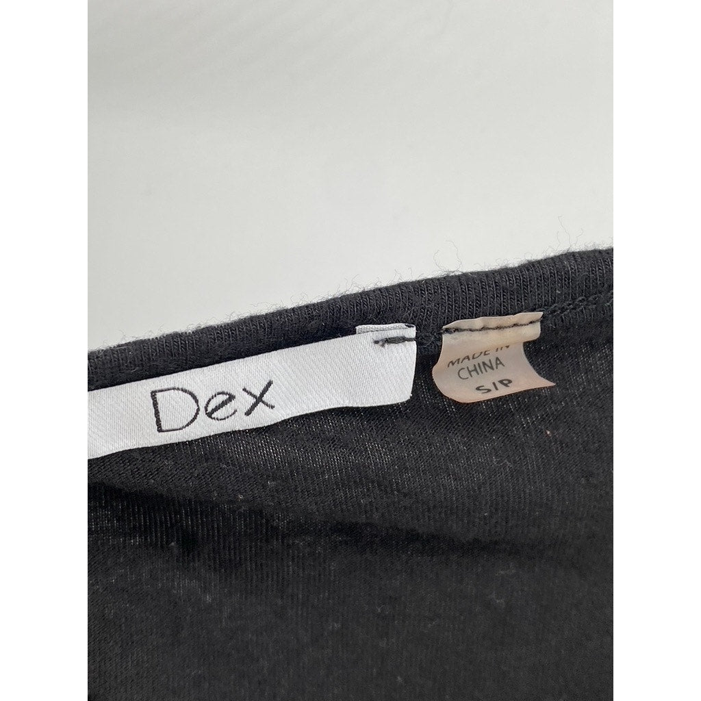 DEX Women’s Black Lace-Up Crewneck Short Sleeve Top SZ S