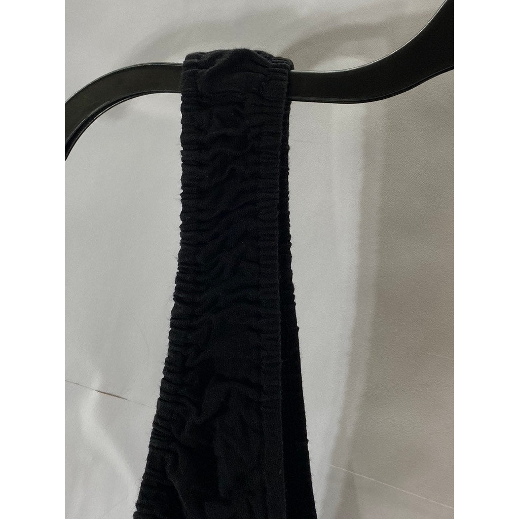 FOREVER 21 Women's Black Ruched Plunging V-Neck Cropped Tank Top SZ L