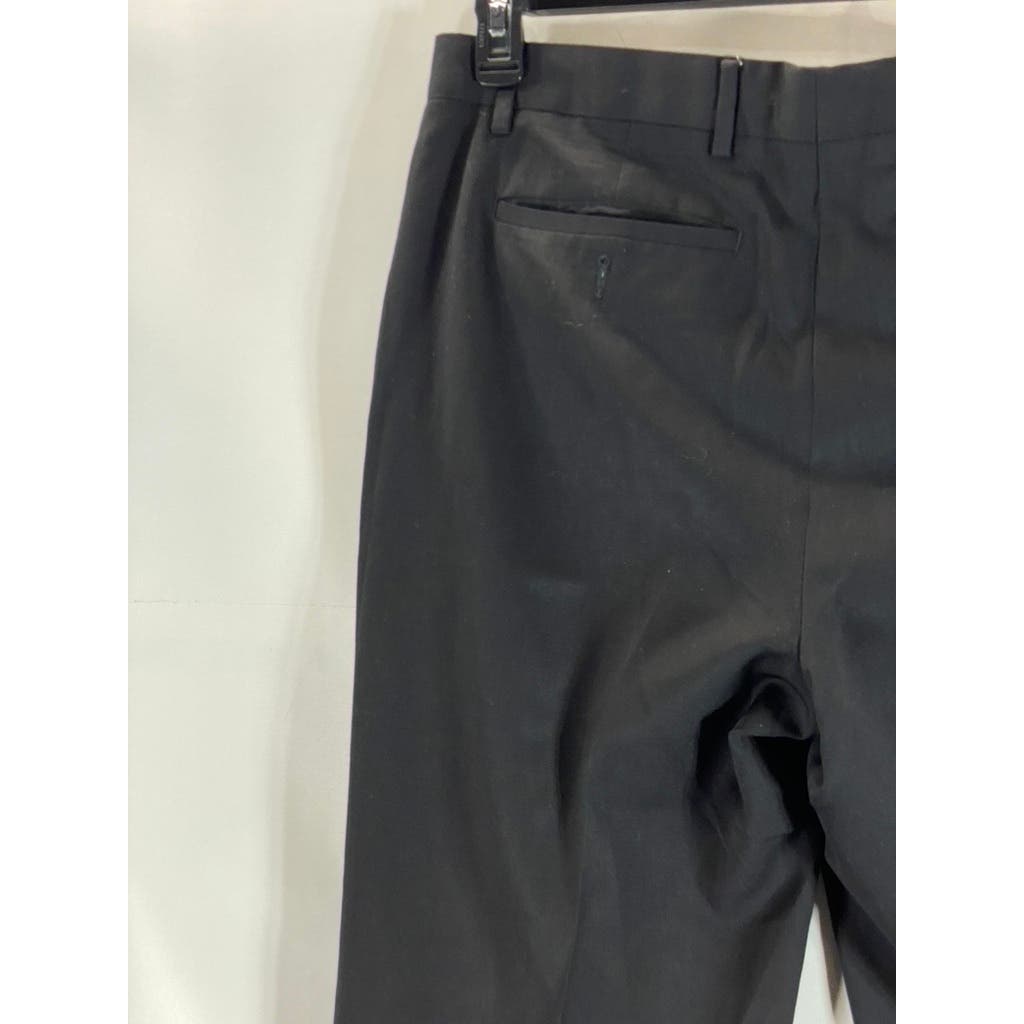 LANDS' END Men's True Black Traditional-Fit Pleated Wool Dress Pants SZ 36