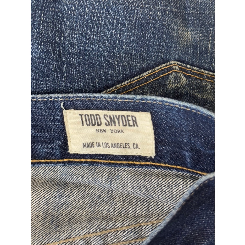 TODD SNYDER Men's Blue White Oak Cone Denim Slim-Fit Selvedge Jeans SZ 28X32