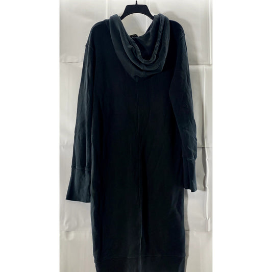 OAK Women's Black Solid Long Heavyweight Long Sleeve Zip-Up Cotton Hoodie SZ XL