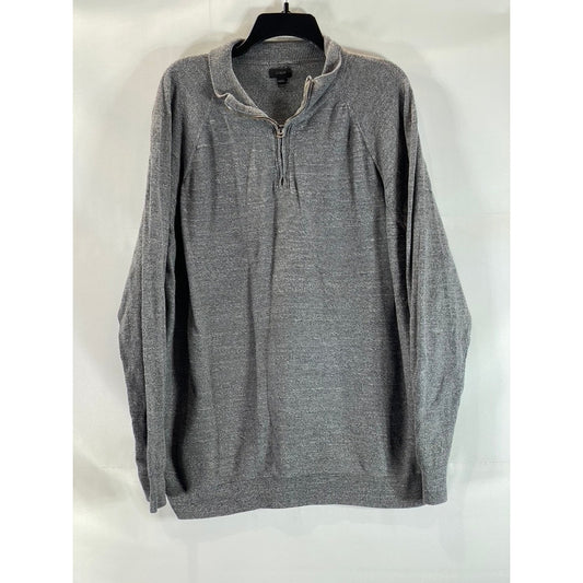 J. CREW Men's Gray Heathered Cotton Quarter-Zip Pullover Sweater SZ 2XL