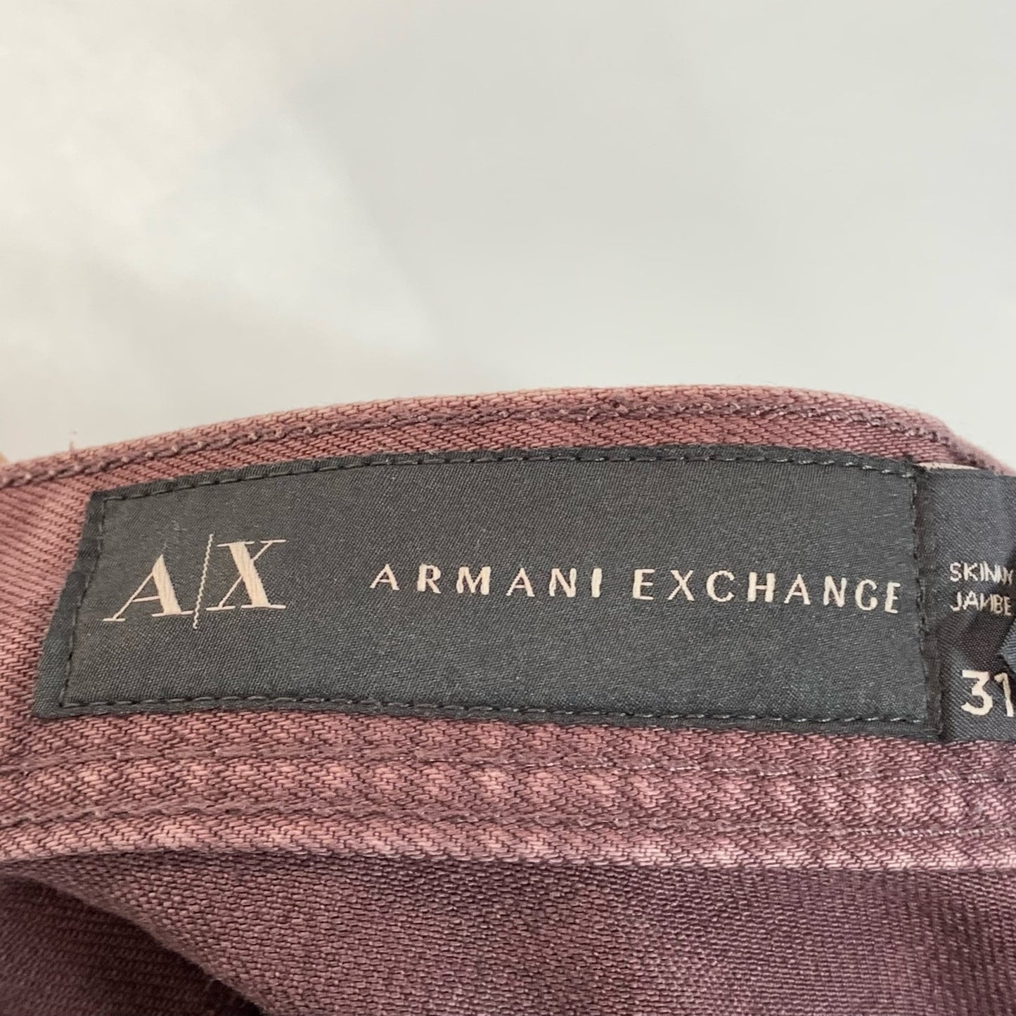 ARMANI EXCHANGE Men's Burgundy Skinny-Fit Five-Pocket Denim Jeans SZ 31