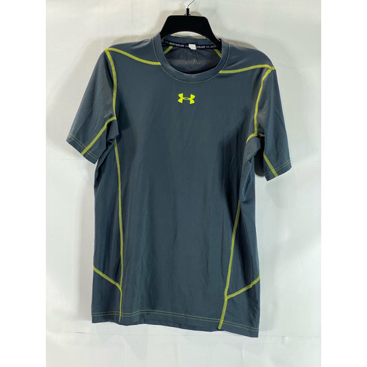 UNDER ARMOUR Men's Gray Perforated Fitted Crewneck Short Sleeve T-Shirt SZ S