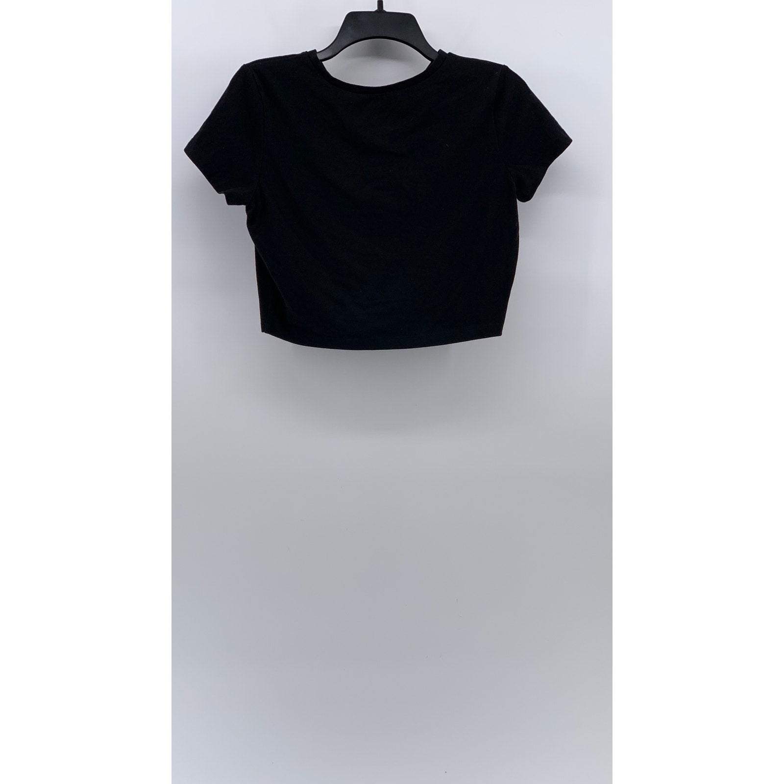 WILD FABLE Women's Black Solid Crewneck Short Sleeve Casual Cropped Top SZ L