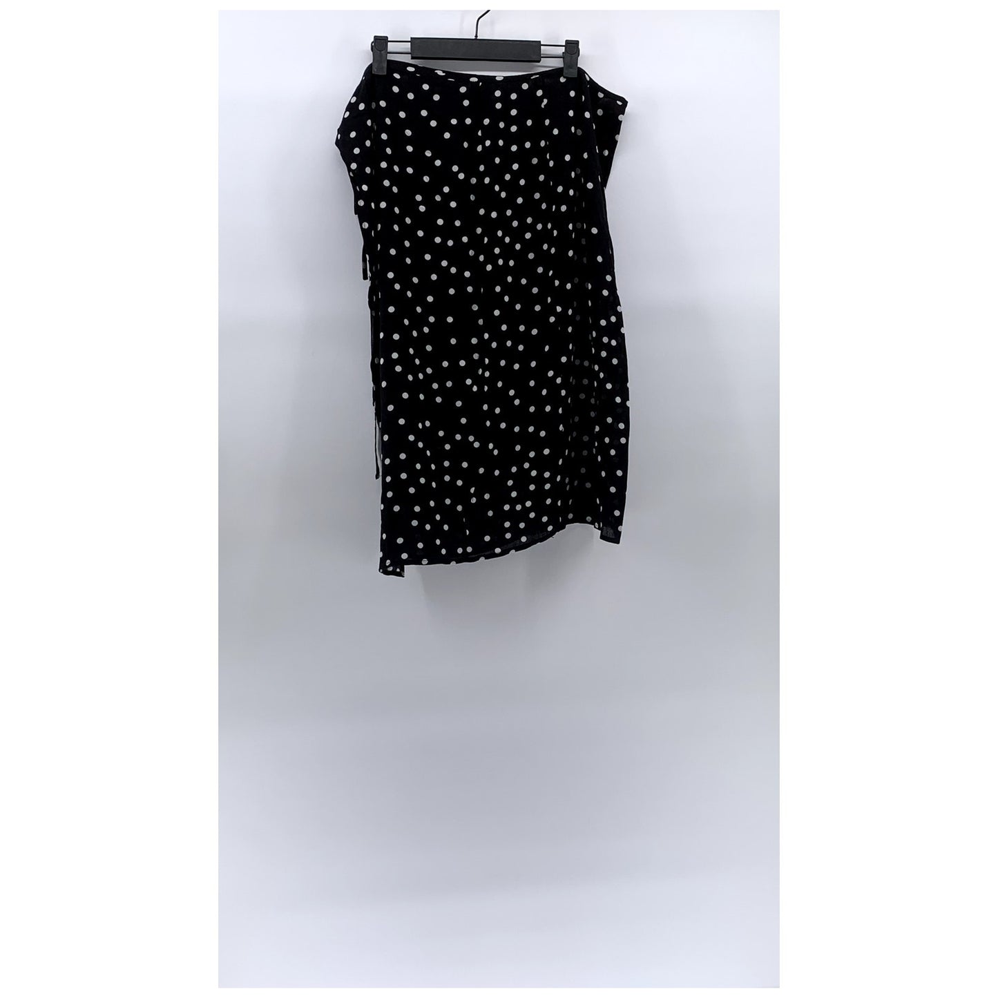 RE:NAMED Women's Black-White Polka Dot Wrap Midi Skirt SZ L