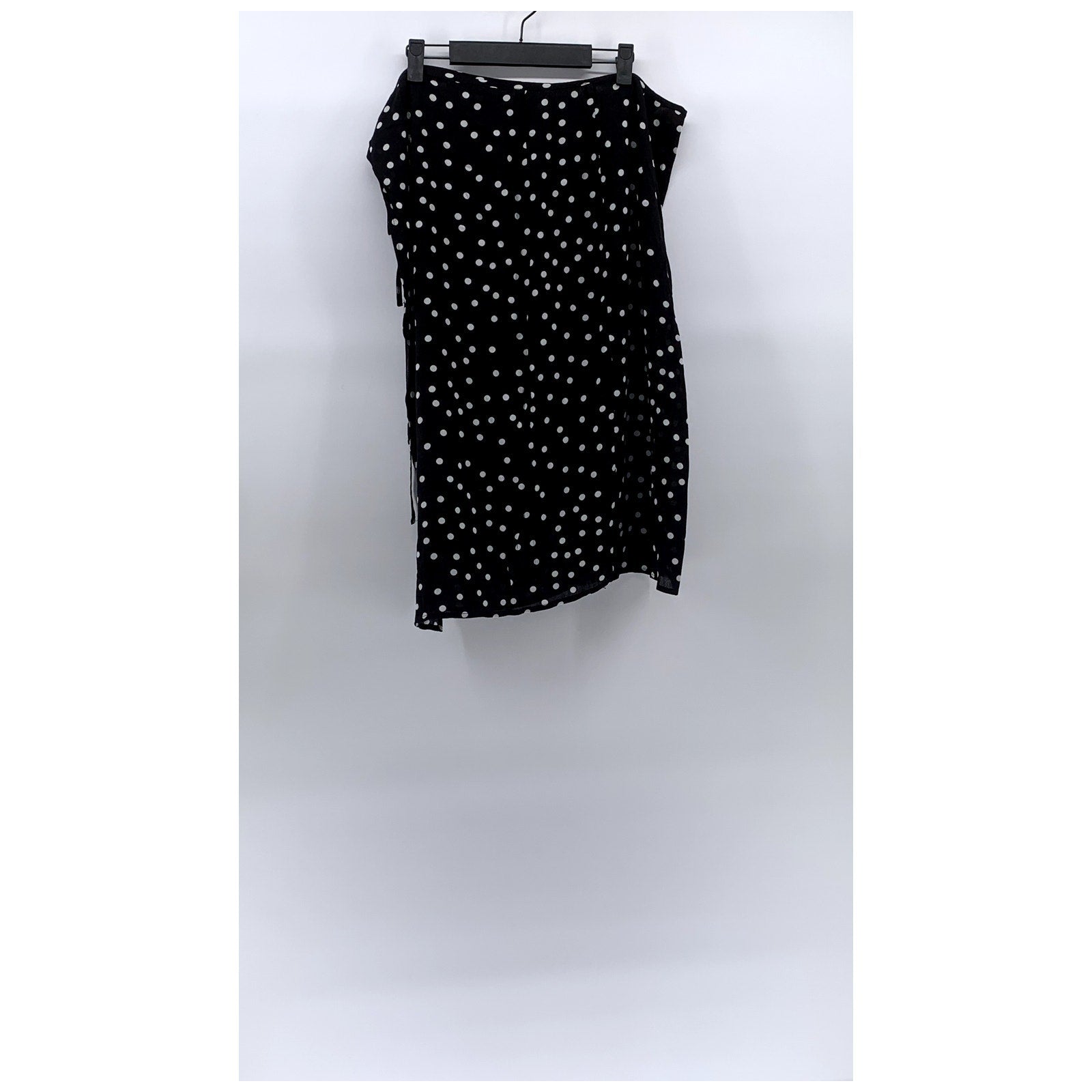 RE:NAMED Women's Black-White Polka Dot Wrap Midi Skirt SZ L