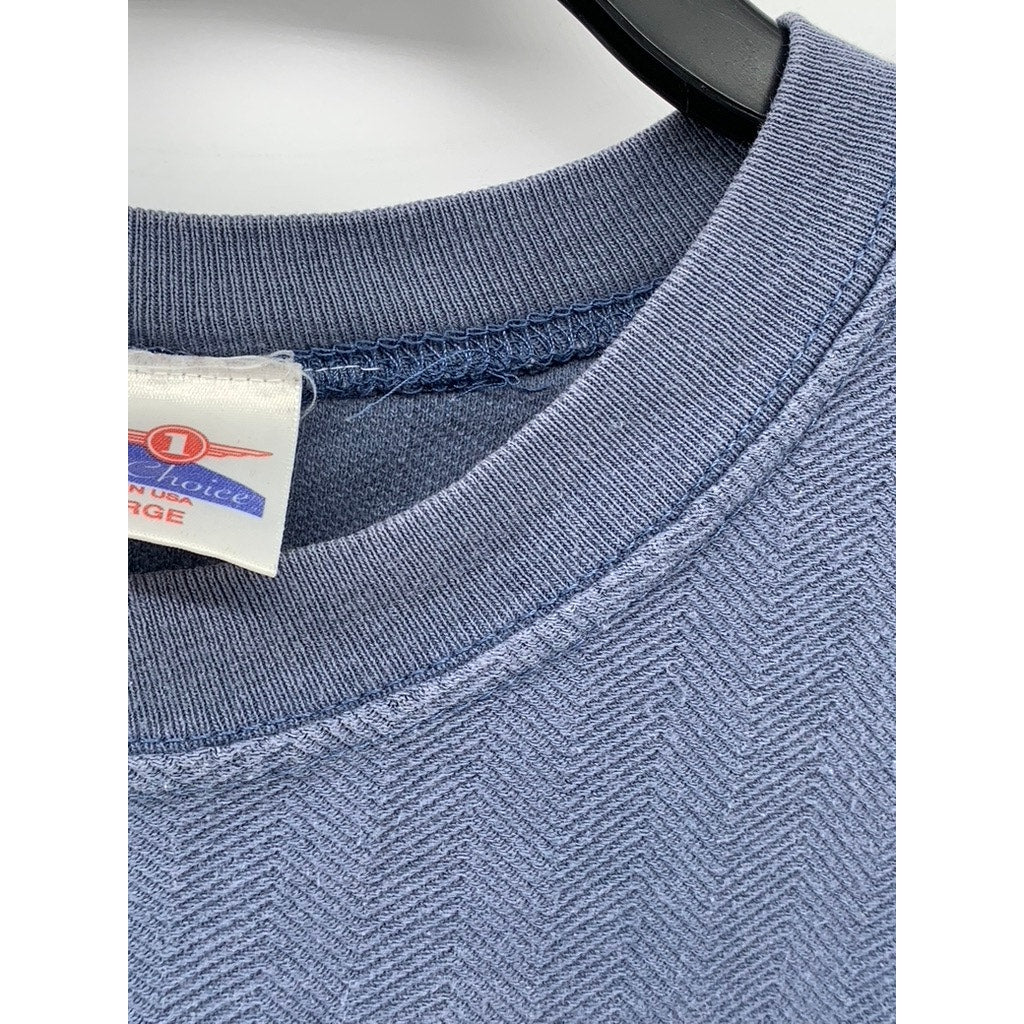 FIRST CHOICE Men's Blue Vintage Textured Embroidered Multi-Print Logo Shirt SZXL