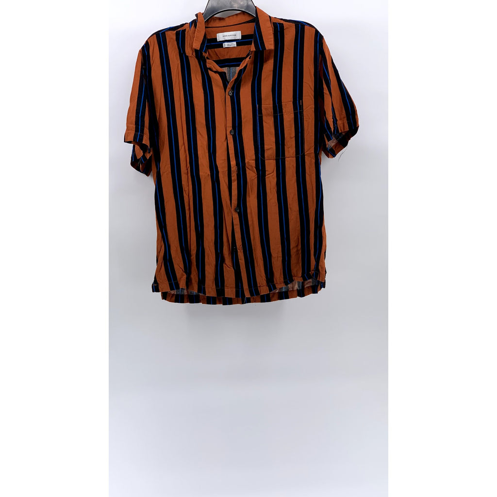 URBAN OUTFITTER Orange-Blue Vertical Stripe Button-Up Shirt SZ M