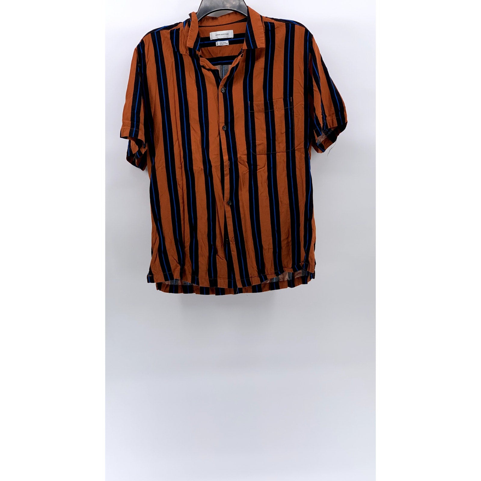 URBAN OUTFITTER Orange-Blue Vertical Stripe Button-Up Shirt SZ M