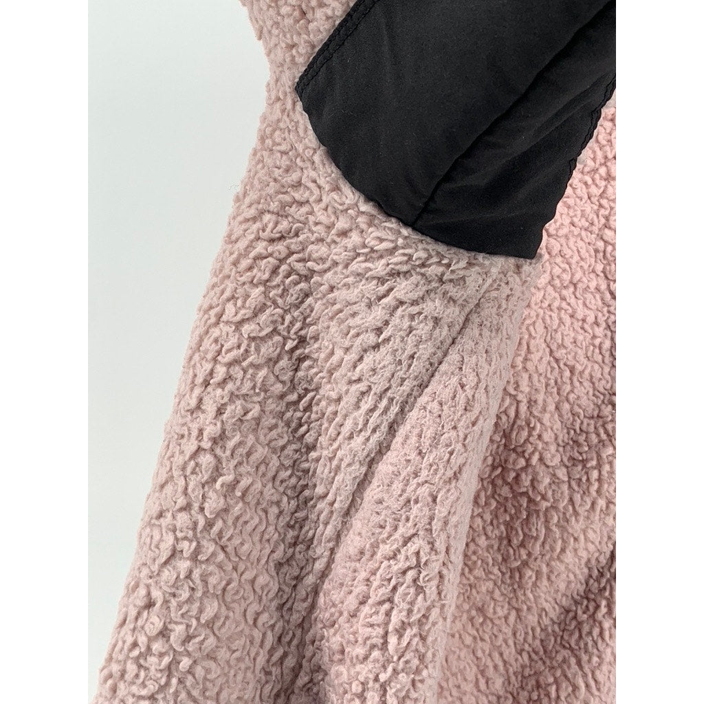 CALVIN KLEIN Women’s Pink-Black Sherpa Fleece Zip-Up Jacket SZ S