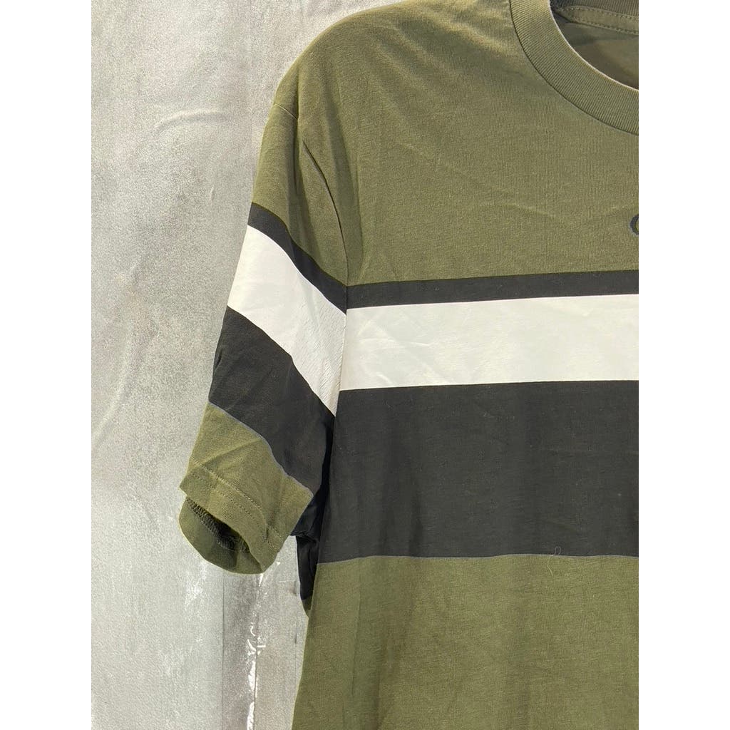 GUESS Men's Olive Green Striped Crewneck Short Sleeve T-Shirt SZ M