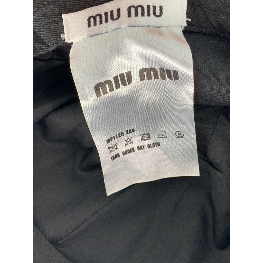 MIU MIU Unisex Black Velvet Corduroy Patch Baseball Cap SZ OS