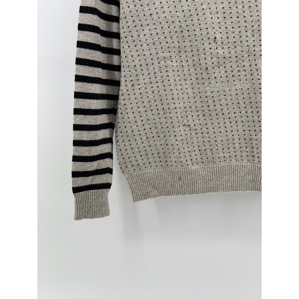MADEWELL Women's Gray-Black Knit Crewneck Sweater SZ M