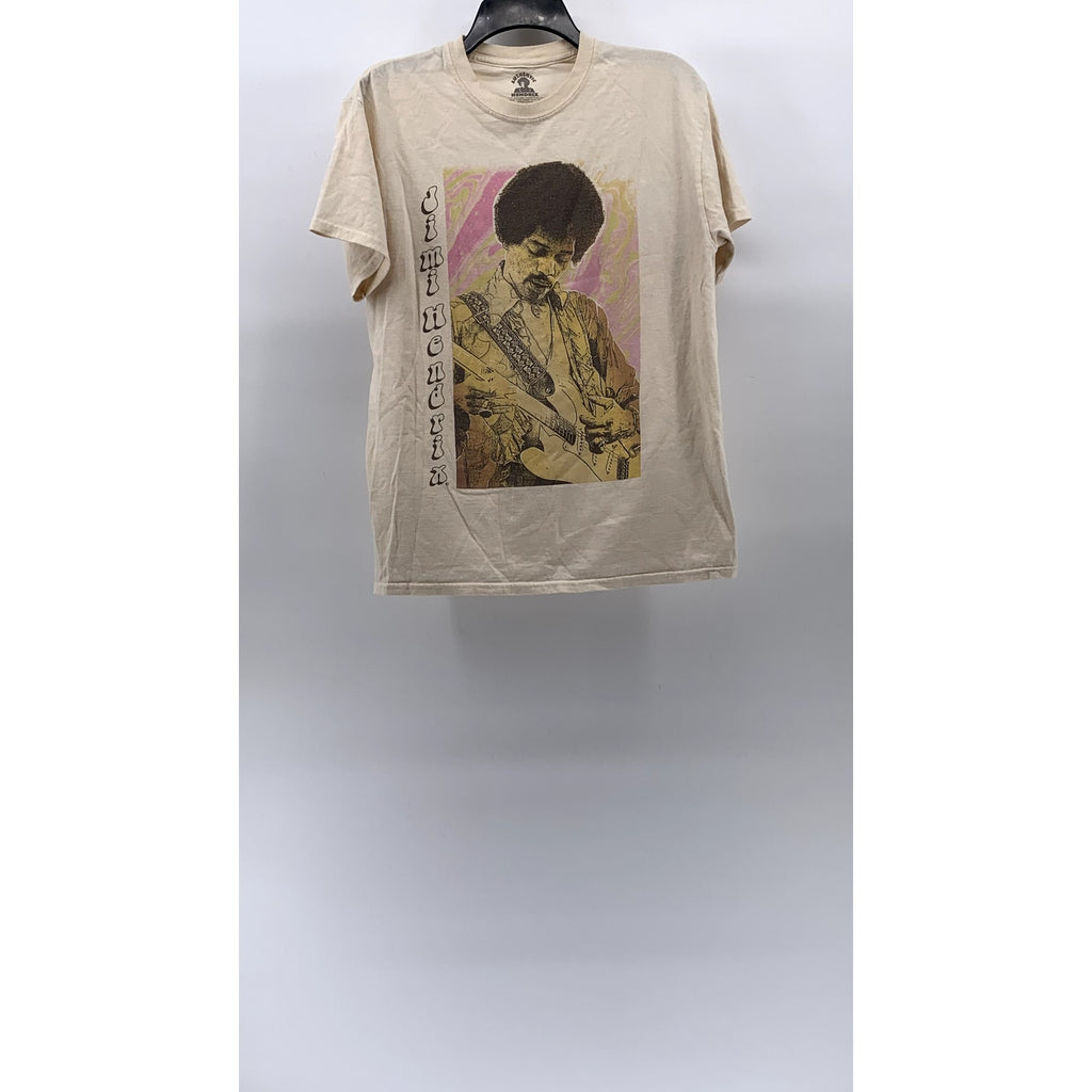 HENDRIX Unisex Adult Beige Crewneck Jimi Hendrix Graphic T-Shirt SZ M