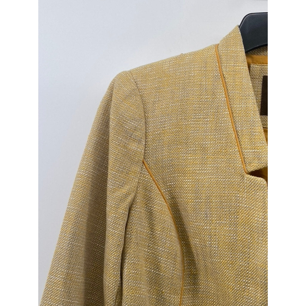 THE LIMITED Women's Yellow Textured Zip-Up Blazer SZ S
