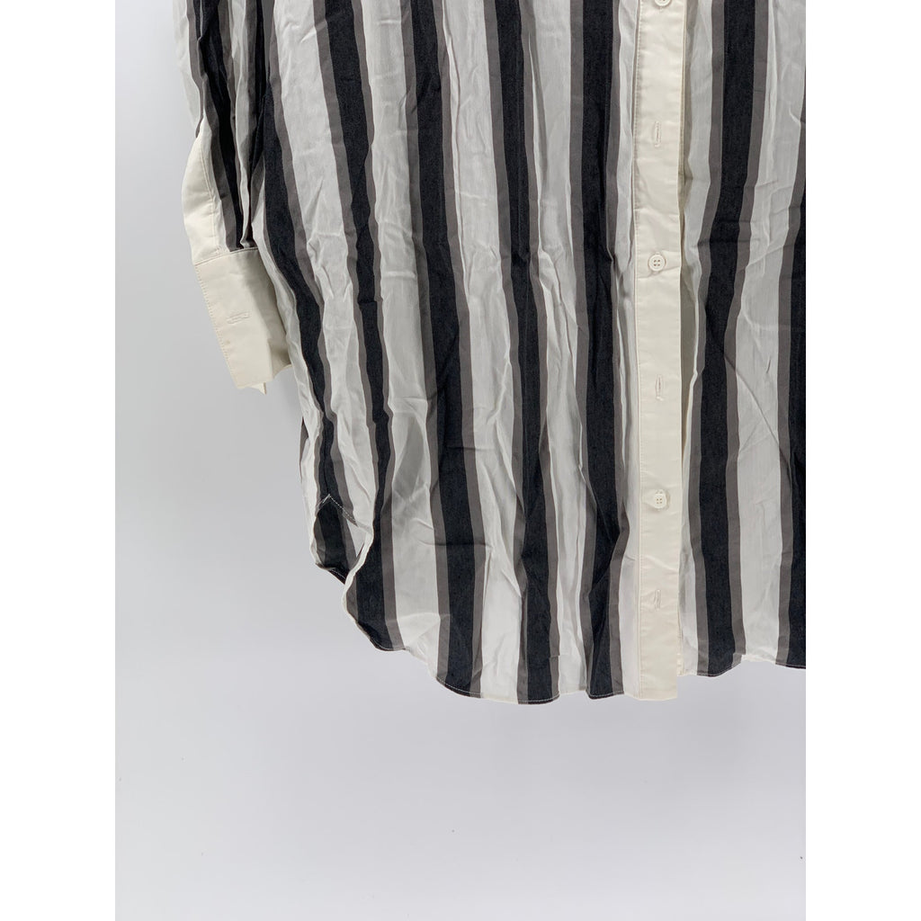 KENDALL & KYLIE Women's White-Black Striped Button-Up Shirt Dress SZS