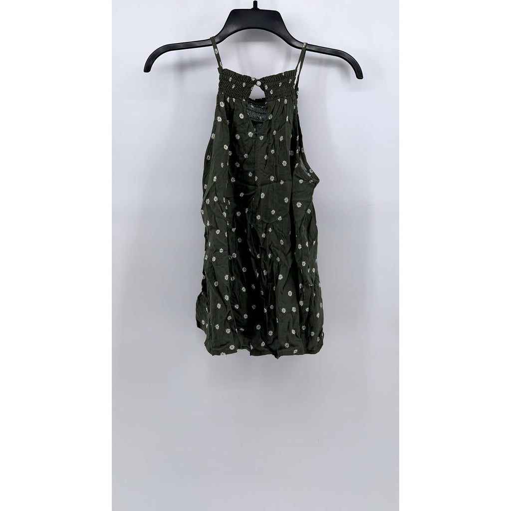 NO BOUNDARIES Juniors' Green Ditsy Floral Tank Top SZ M (7-9)