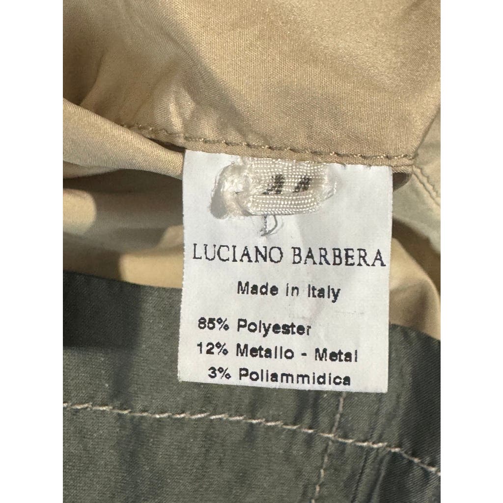LUCIANO BARBERA Women's Army Green Metallic Waxed Utility Military Jacket SZ 44