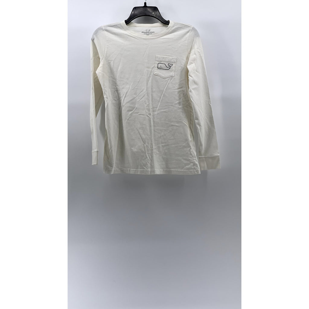 VINEYARD VINES Women’s White Crewneck Logo Long Sleeve T-Shirt SZ 2XS