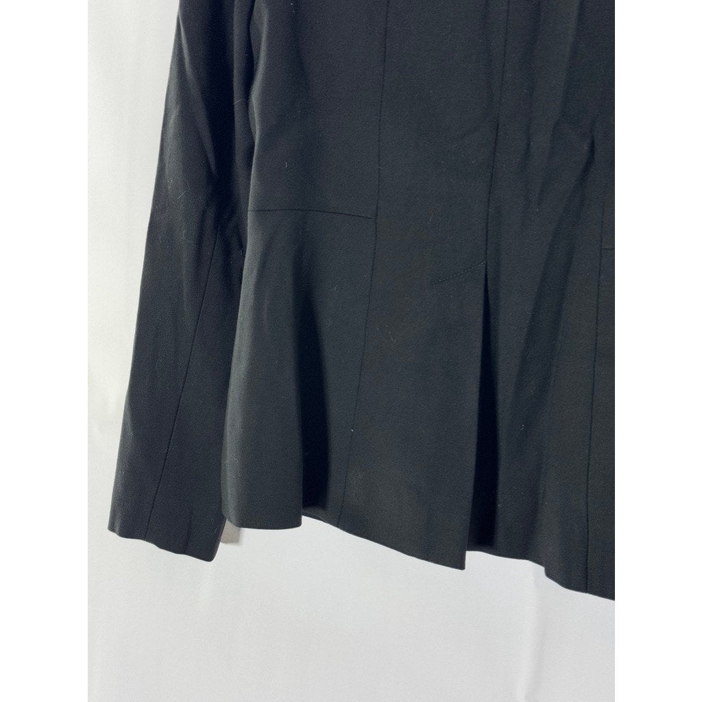 AMANDA WAKELEY Women's Solid Black Hook Closure Blazer SZ 6