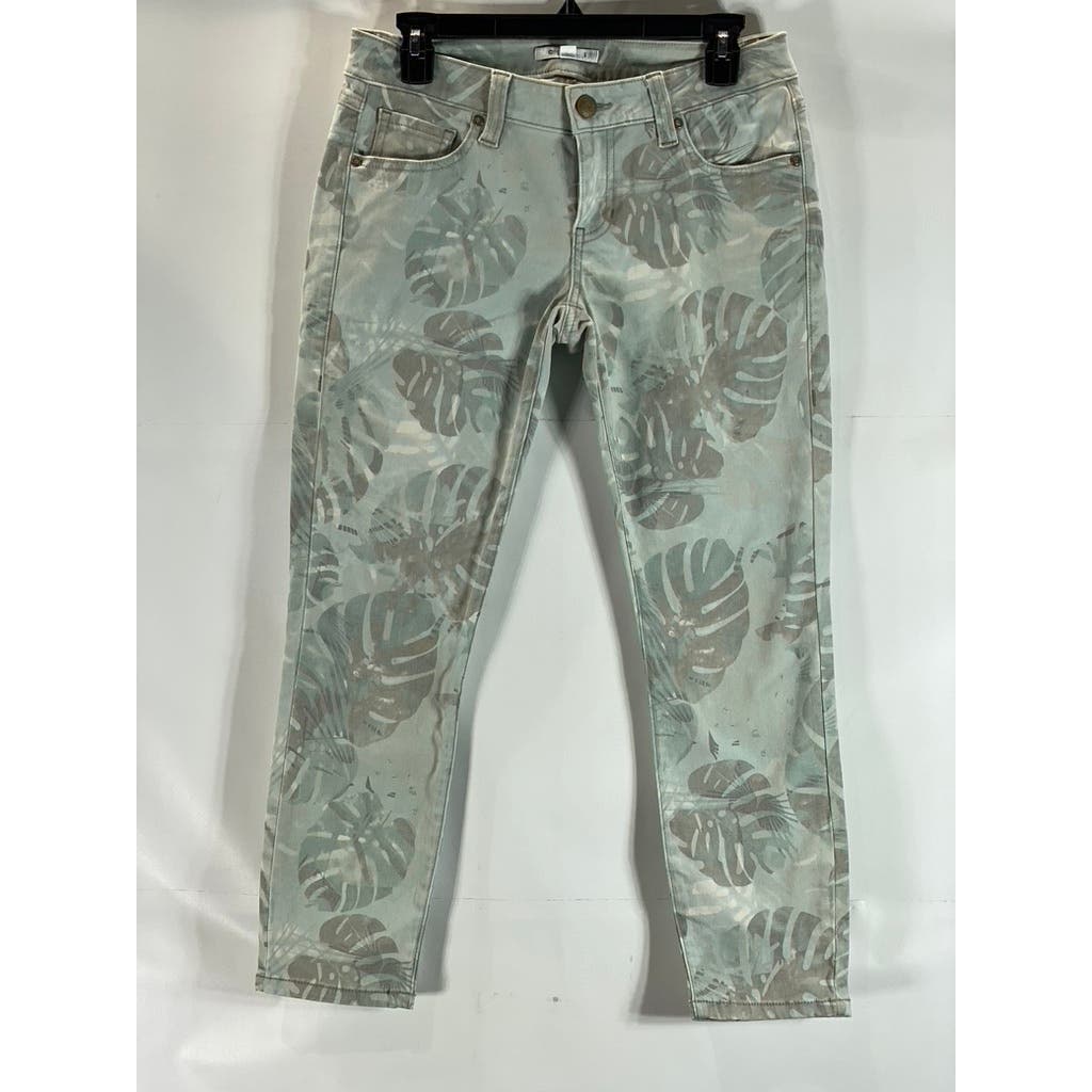 CABI Women's Green Paradise Palm Print Cropped Skinny Pants SZ 4