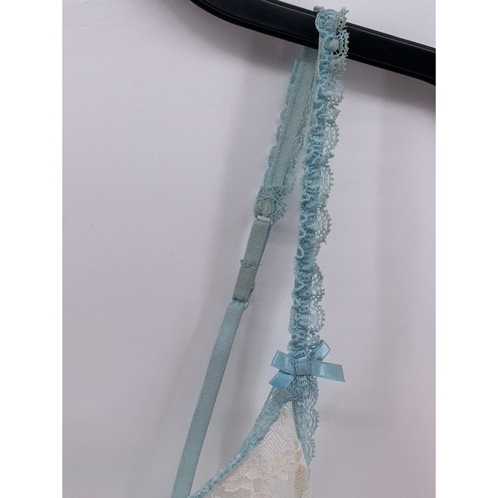 UNBRANDED Women's Blue-White Lace Spaghetti Strap Sleep Top SZ S