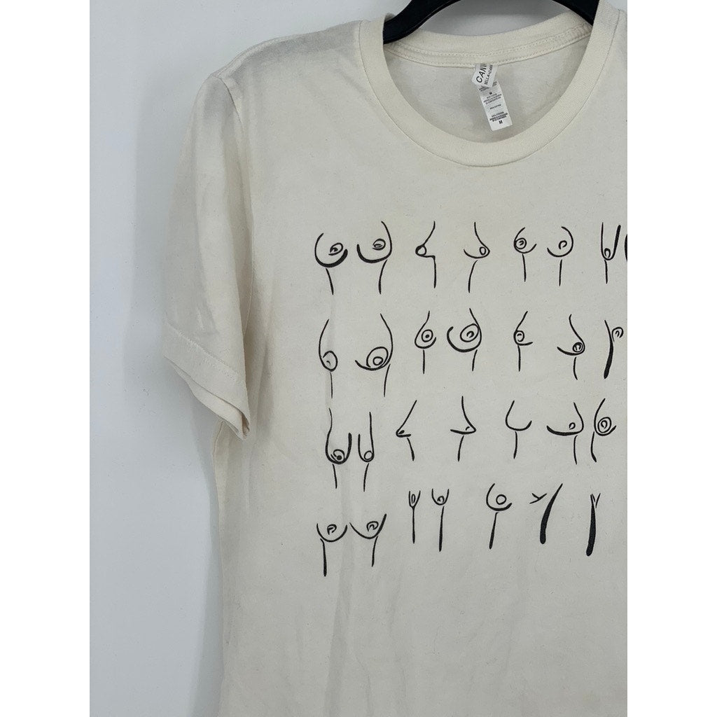 BELLA + CANVAS Women’s White Crewneck Breast Graphic Short Sleeve Top SZ M