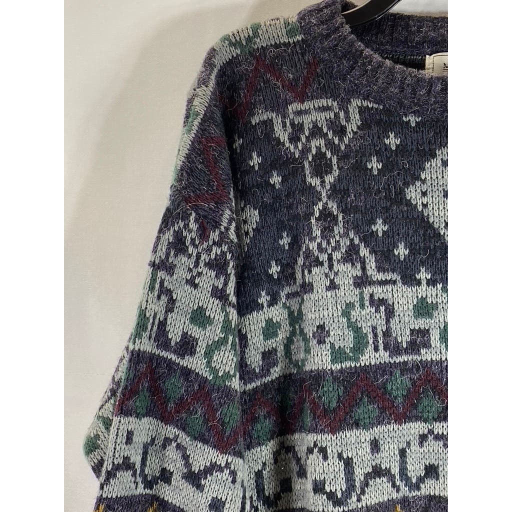 THE MEN'S STORE At Sears Men's Multi Printed Vintage Crewneck Knit Sweater SZ L
