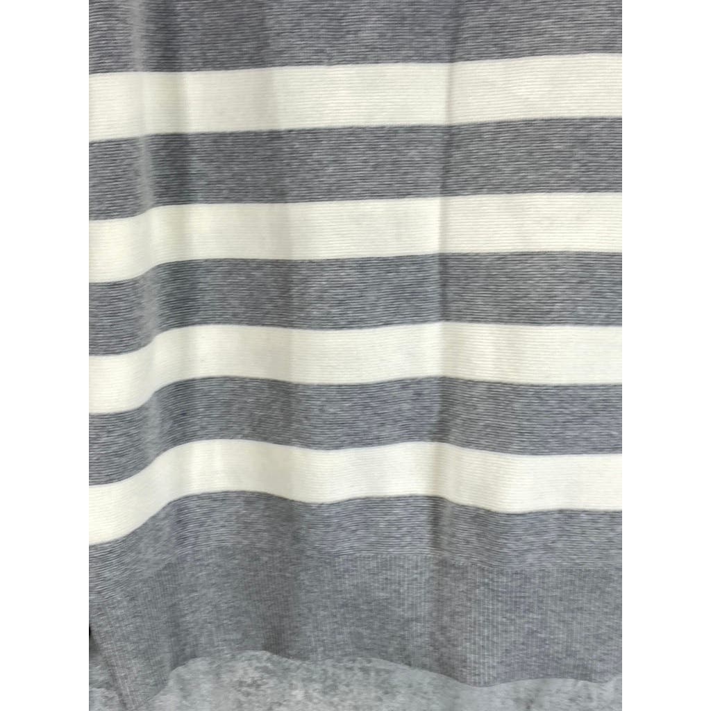 COS Men's Cream/Gray Striped Regular-Fit Crewneck Pullover Sweater SZ L