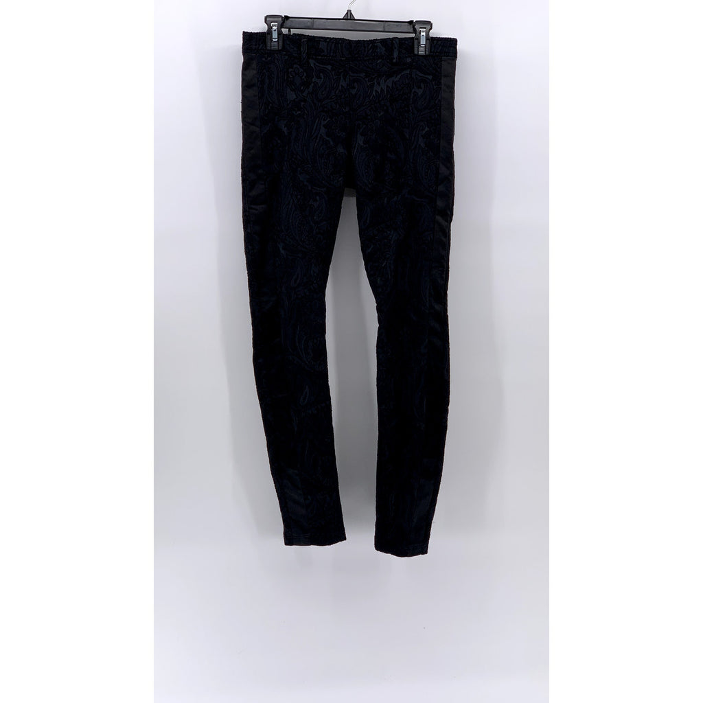FAITH CONNEXION Women’s Black Textured Brocade Zipper-Hem High-Rise Pant SZ 4