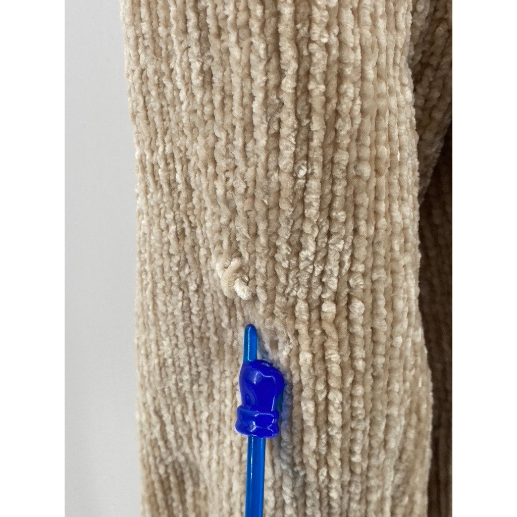 AQUA Women's Tan Ribbed Crewneck Soft Knit Pullover Sweater SZ M