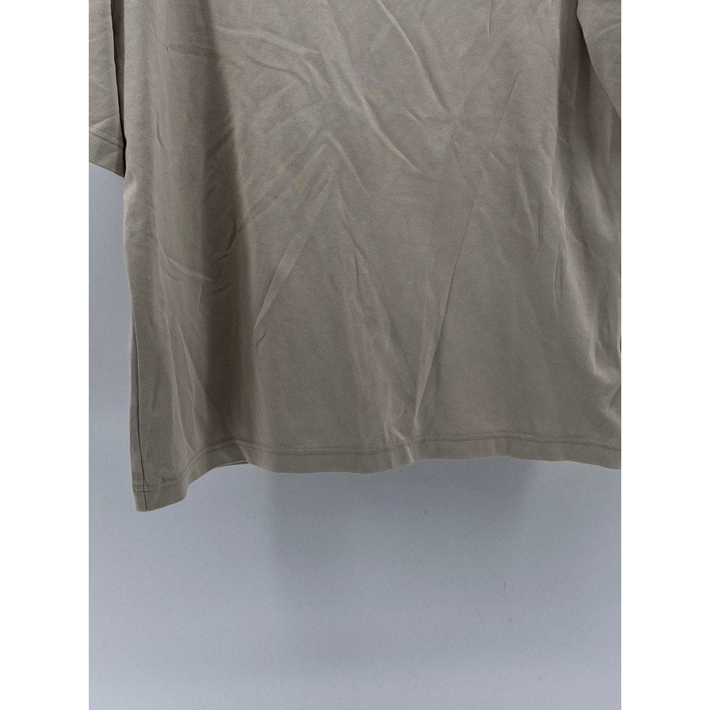 UNIQLO Men's Beige AIRism Crewneck Oversized Short Sleeve T-Shirt SZ M
