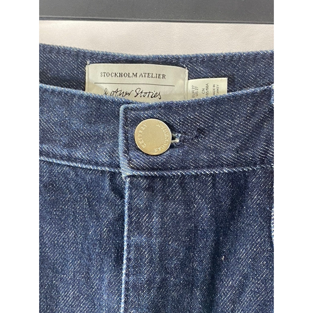 & OTHER STORIES Women's Dark Blue Denim Wide Leg Regular-Fit Jean SZ 27