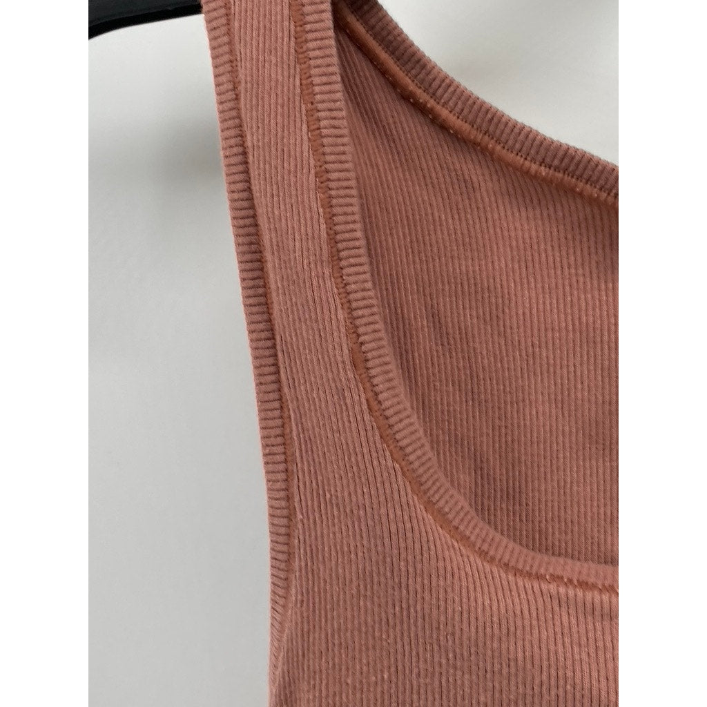 UNBRANDED Women's Rust Ribbed Scoop-Neck Casual Tank Top SZ M