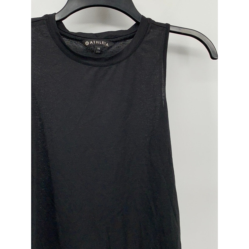 ATHLETA Women's Black Semi Sheer Tank Top SZ XS