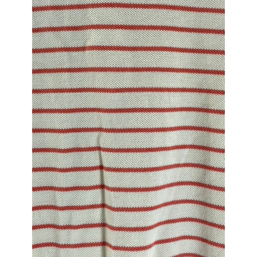 BROOKS BROTHERS Cream/Orange Striped Cotton Short Sleeve Polo Shirt SZ XL