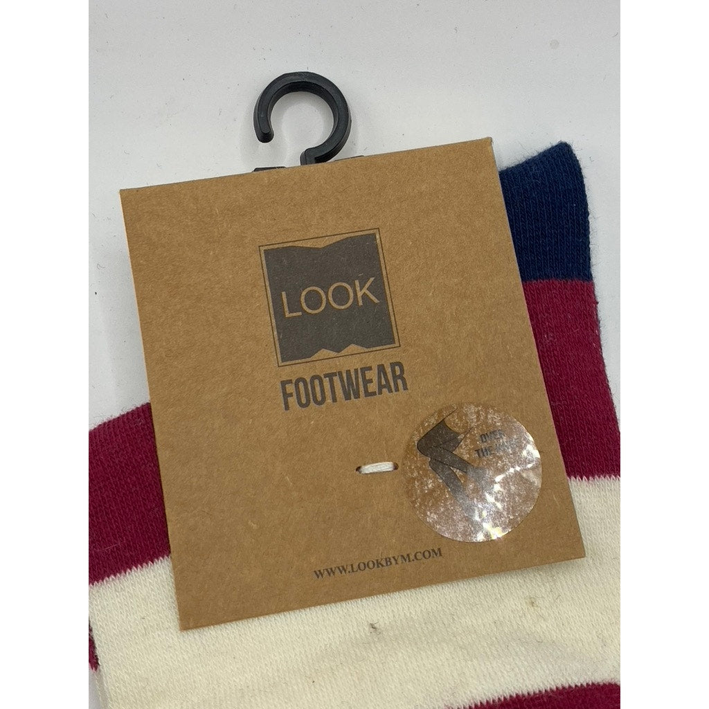 LOOK FOOTWEAR Women’s Red-Blue Striped-Star Over The Knee Socks SZ OS