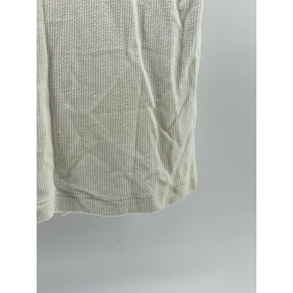 HUGO BOSS Men's Off-White Textured Regular-Fit Button-Up Short Sleeve Shirt SZ L