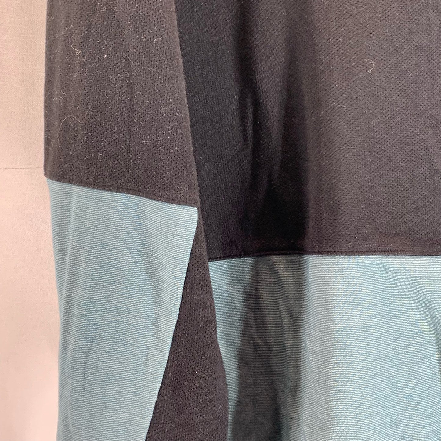 ADIDAS Men's Black/Teal Colorblock Athlete ID Crewneck Long Sleeve T-Shirt SZ L